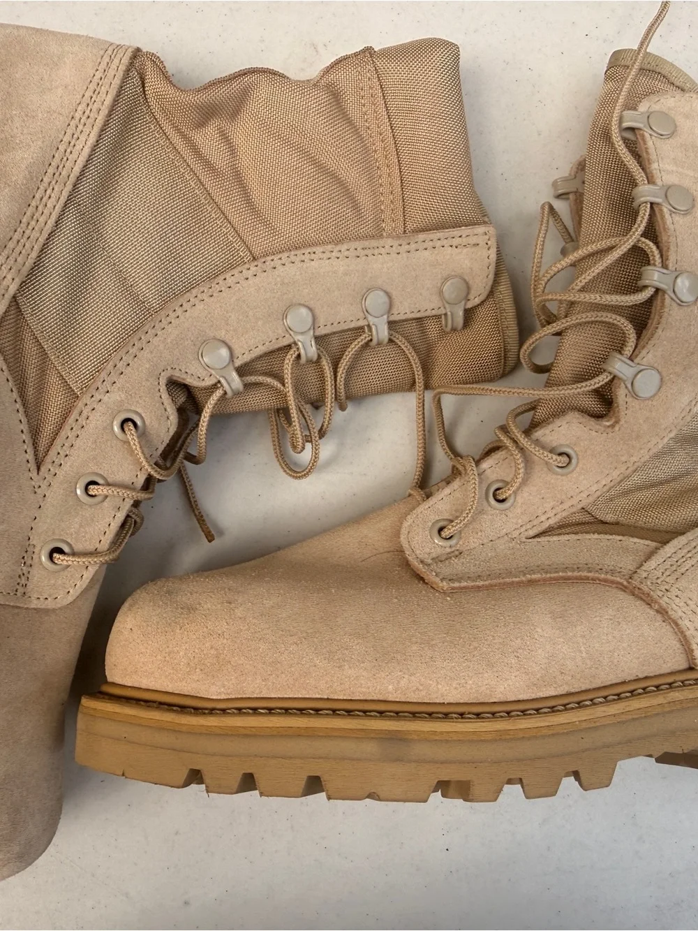 Vibram PT 8430 UFCW Sz 7 W Lace Up Military Boots Steel Toe Tan Hot Weather NEW